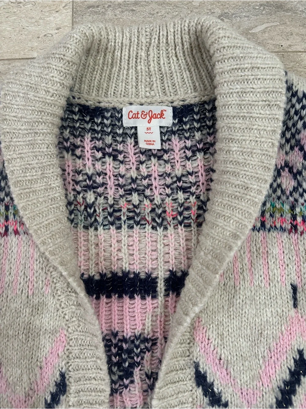 Cat & Jack Girls Fair Isle Cardigan 5T
